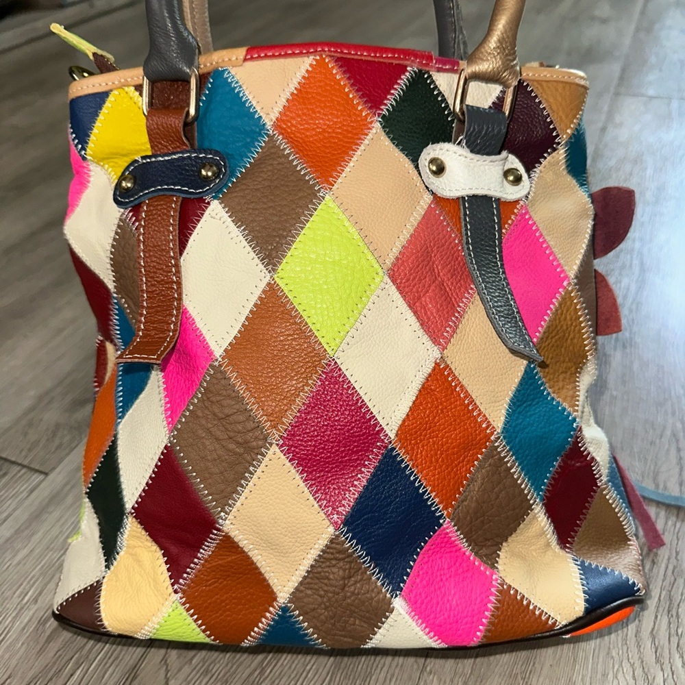 PW Colorful Patchwork Leather Boho Crossbody Bag … - image 3